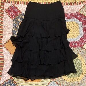Black maxi skirt with ruffles